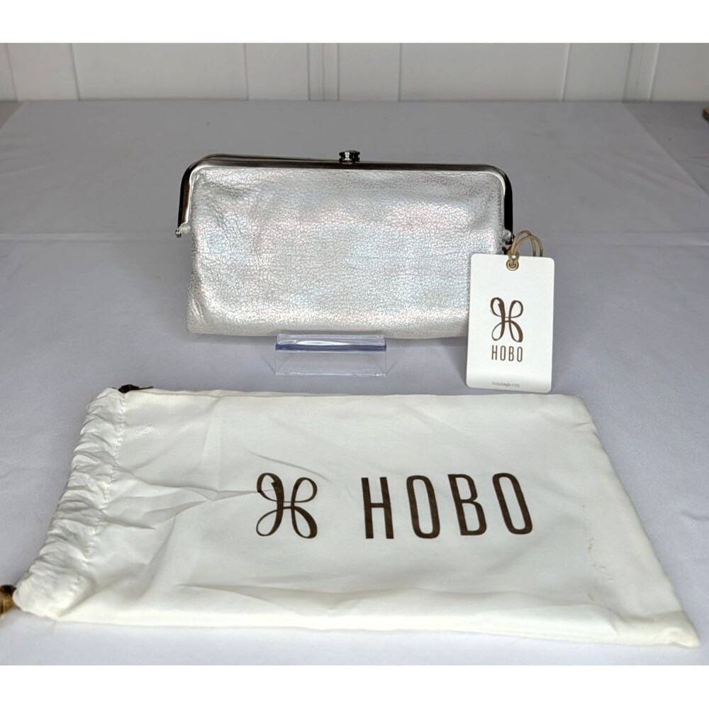 Hobo Lauren Double-Frame Leather Vintage Style Wallet - Silver, NWT - Picture 3 of 9